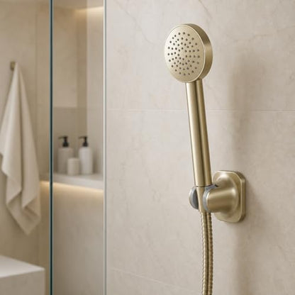 Hand Held Shower Head Holder, Adhesive Showerhead Bracket, Angle Adjustable Shower Wand Holder Wall Mounted, Brushed Gold - color: Brushed Gold
