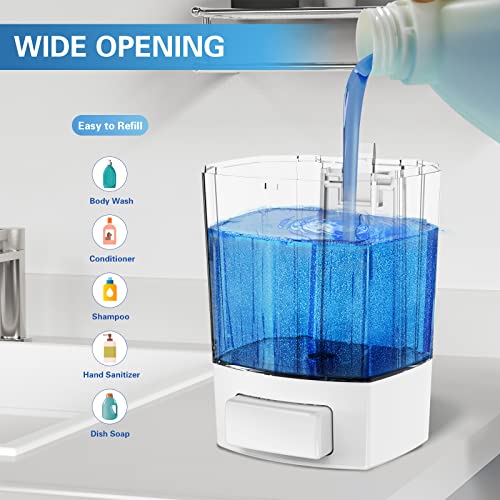 SVAVO Wall Mounted Soap Dispenser Kitchen Bathroom Manual Soap Dispenser Refillable Hand soap Dispenser for Liquid Contianers Shampoo Gel Chamber for Household Commerical 23.7oz (700ml) ABS - color: Full White