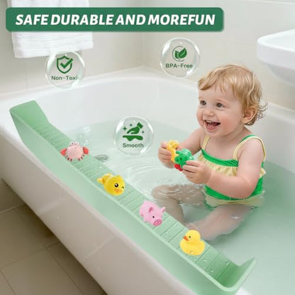 Kids Bathtub Splash Guard, Shelf & Toddler Bath Toy Tray - Green | Bathtub Splash Guard PlayPad Shelf Area with Strong Suction Cups, Bathtub Ledge Guard, Fun Bath Time for Toddlers Baby - color: green