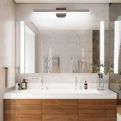 SineRise 32-Inch LED Modern Bathroom Vanity Light Bar, Brown Modern Acrylic Bathroom Wall Lighting Fixtures Over Mirror (Cool White 6000K) - color: Brown-Cool White, size: 32-Inch