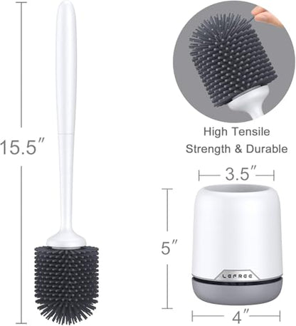 2 Pack Silicone Toilet Bowl Brush and Holder Set with Ventilated Holder, Floor Standing & Wall Mounted Toilet Scrubber - color: Gray, size: 2 Pack