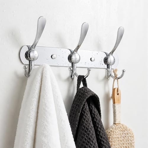 YUNISS Coat Rack Wall Mounted，3 Tri Stainless Steel Coat Hook for Coat Hat Robes Towel in Mudroom Entryway (Sliver, 1 Pack 3 Hook) - color: Sliver, size: 1 Pack 3 Hook