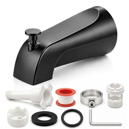Universal Bathtub Faucet with Diverter, Tub Spout Replacement Fits 1/2" Slip-on Copper Pipe and 1/2" & 3/4" IPS Threaded, Bathroom Tub Faucet Set with Adapters and Hex Wrench (Matte Black) - color: Matte Black