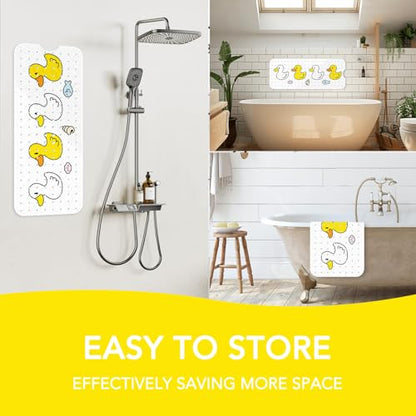 PRATIQUE Kids Bath Mat for Tub Non Slip，40 X 16 Inch Extra Long Kids Bathtub Mat Duck Bathtub Shower Mat Safety Anti Slip with Suction Cups and Drain Holes, Machine Washable - color: Small Duck
