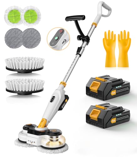 Qimedo Battery Electric Mop, Cordless Electric Scrubber & Flat Mop for Floor Cleaning, Best Automatic Spin Mops with Smart Display,Rotating Mops with LED Light & Water Spray