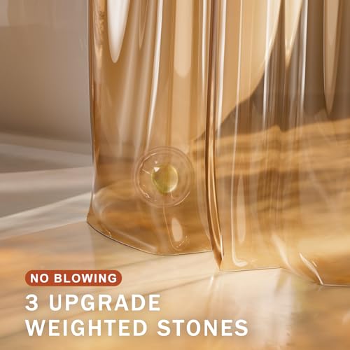 AmazerBath Shower Curtain Liner, EVA Clear Orange-Brown Heavy Duty Shower Curtain and Liner 2-in-1, 72x72 Luxury Plastic Weighted Bathroom Shower Liner, 12 Rustproof Grommets & 3 Heavyweight Stones - color: Rainbow Sunset, size: 72"W x 72"L (Pack of 1)