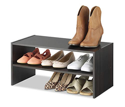 Whitmor Wood Stackable 2-Shelf Shoe Rack, 24 INCH, Espresso - color: Espresso, size: 24 INCH