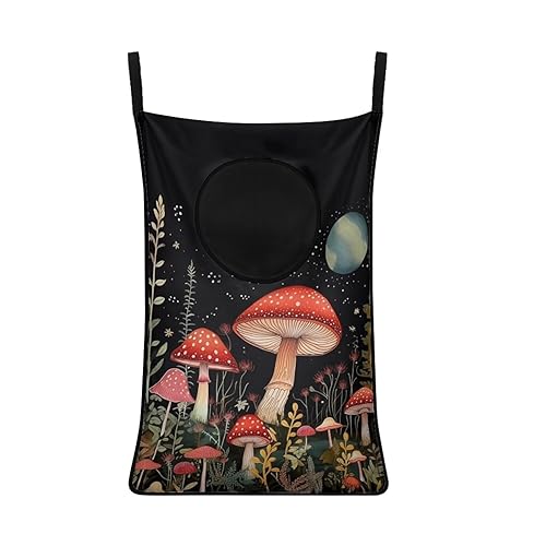 ZFRXIGN Mushroom Over The Door Hamper Moon Night Hanging Laundry Bag Galaxy Star Laundry Basket Dirty Clothes Hamper Storage for Bathroom, Bedroom, Dorm Space Saving Closet Hampers - color: Mushroom Star