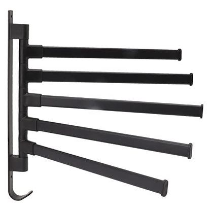 Swivel Towel Rack, Wall Mounted Aluminum Matte Back Towel Bar, Towel Holder with Bottom Hook and Multi Arms for Coats, Clothes, Handbags, Umbrellas(5 Rods) - color: 5 Rods