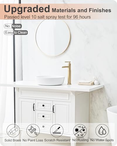 Gold Vessel Sink Faucet, Brass Waterfall Tall Faucet for Bathroom Sink 1 Hole with Single Handle, Pop-up Drain & cUPC Water Hoses for Antique Bowl Basin Save Water - color: Brushed Gold - Elegant
