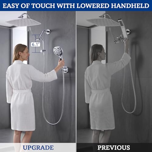 G-Promise 6.1 Inch Low-level Shower Diverter with Handheld Holder (Chrome) | All Metal Construction, 4 Spray Settings, 6.1 Inch Low Diverter, Dual Mount Shower Holder, Standard Thread Connection - color: Chrome, size: 4-Settings