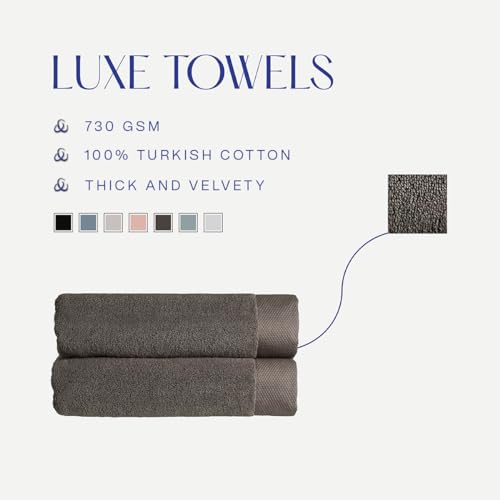Christy Luxe 6 Piece Towel Set | Soot Brown | Luxe Heavyweight 100% Turkish Cotton | Ultra Soft | Super Absorbent | 730GSM | 2 Bath Towels 2 Hand Towel 2 Face Cloths - color: Soot, size: 2 Bath, 2 Hand and 2 Face Towels