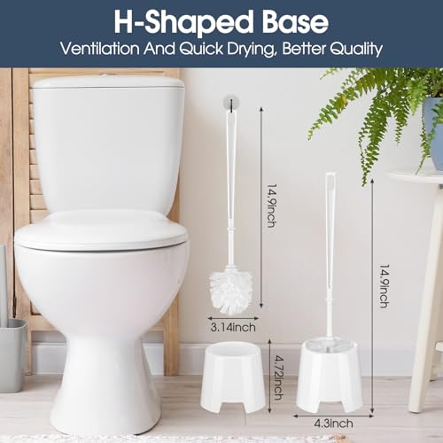 12 Sets Toilet Brushes and Holders Set White Toilet Bowl Brushes for Bathroom Scrub with Plastic Holders for Bathroom Cleaning Accessories