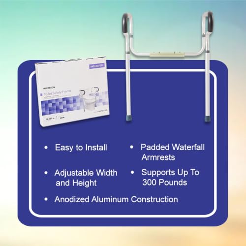 McKesson Toilet Safety Frame and Rail, Gray, 4 ct | Aluminum, Adjustable