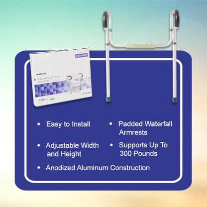 McKesson Toilet Safety Frame and Rail, Gray, 4 ct | Aluminum, Adjustable