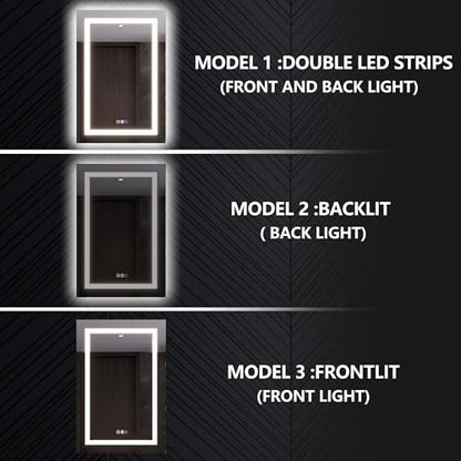 Luxury LED Lighted Medicine Cabinet with Mirror Dimmable, Defogging, 24 inch Commercial Medicine Cabinet, Outlets for Apartments, Hotel, Right Hinge - size: 24"W x 36"H Right