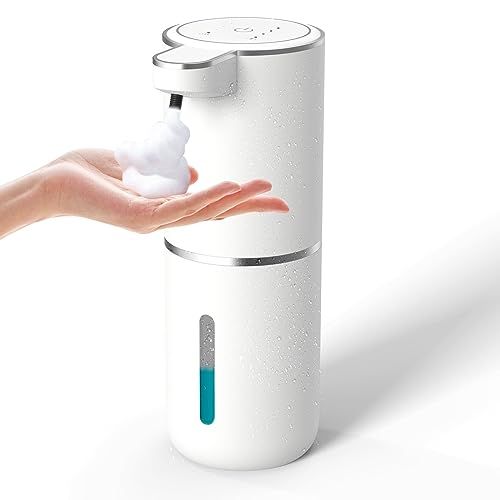 Automatic Soap Dispenser – Touchless Foaming Soap Dispenser 400ml USB Rechargeable Dispenser Electric Wall Mounted 4levels Adjustable Foam Dish Soap Pump for Bathroom Kitchen - color: White, style: Foam