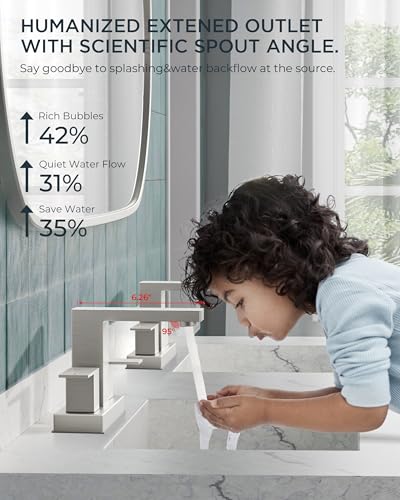 FORIOUS 4 Inch Brushed Nickel Bathroom Faucet Centerset 2 Hole, Commercial | Wholesale Brushed Nickel Centerset Bathroom Faucet Silver 2 Handles, 4" Bathroom Sink Faucet Brushed Nickel Centerset Set - color: Stainless Steel, style: Classic
