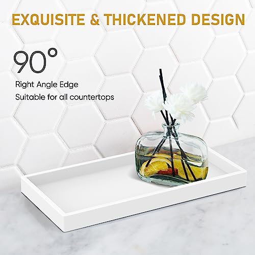 Bathroom Counter Tray,EG-SIPRO High-Grade Thickened Silicone Bathroom Vanity Tray,Shatterproof Durable Rectangle Bathroom Soap Dispenser Tray for Bathroom Countertop,White,Small+Large (EGTRAY) - color: White, size: 7.8" x 3.9" x 0.8" + 10.6" x 5.1" x 0.8"