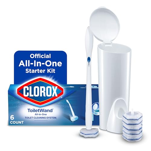 Clorox 03191CT Toilet Wand Disposable Toilet Cleaning Kit: Handle, Caddy & Refills, White (Case of 6) - size: 1 Count (Pack of 1)