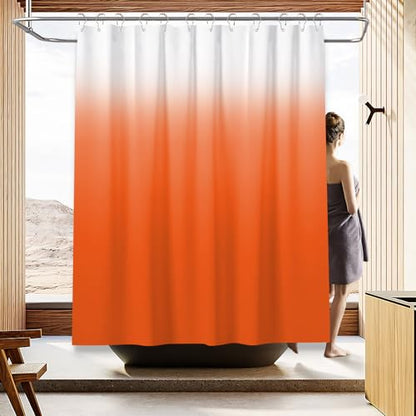 Shower Curtain Sets with Rugs and Adjustable Toilet Seat Cover | 4 Pcs Orange Bathroom Sets with Shower Curtain and Rugs and Microfiber Toilet Lid Cover - color: Orange