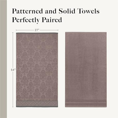 Modern Threads 6 Piece Cotton Bath Towel Set – Ultra Soft 550 GSM Towels – Bathroom Set with Hand Towels and Washcloths – Diamond Border (Classic Taupe) - color: Classic Taupe, style: Diamond Border