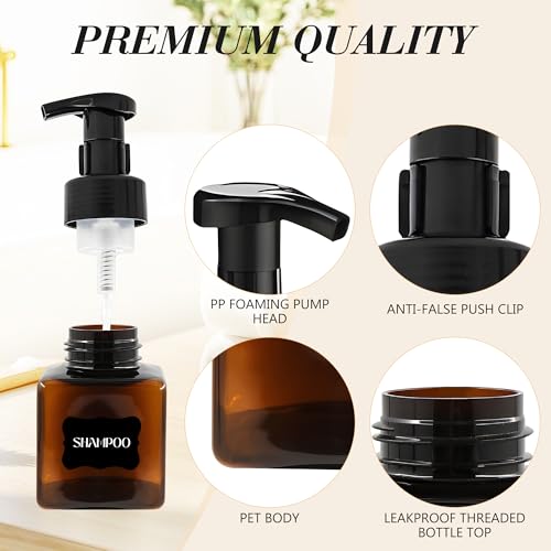 8.5 oz Foaming Soap Dispenser Plastic Foaming Pump Bottle, Refillable Dispenser with Plastic Pump, Empty Hand Bottles for Liquid Soap, Shampoo, Bathroom,Hotel,Restaurant (60, Brown) - color: Brown, size: 60
