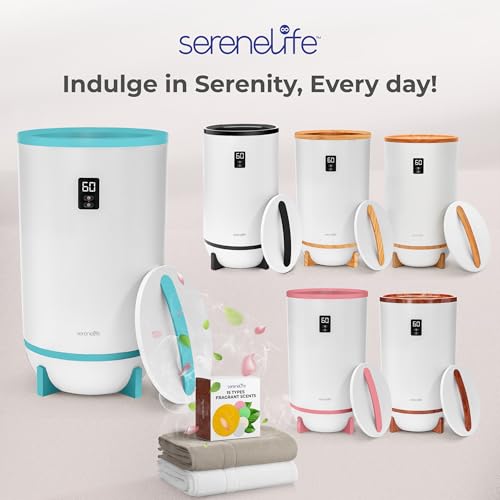 SereneLife Towel & Blanket Warmer, One Touch Portable Bath Towel Warmer with Fragrant Disc Holder, Timer (15, 30, 45, or 60 minutes) and LED Display, Auto Shut Off, Ideal for Bathroom & Spa Use, Blue - color: Blue