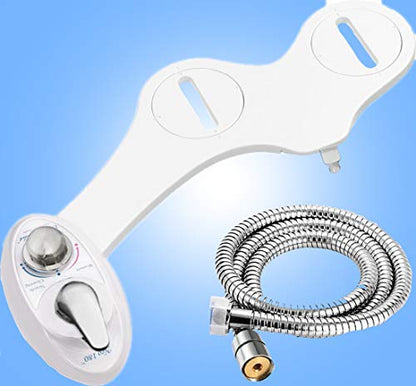 Self Cleaning Nozzle Bidet Non-Electric Home Mechanical Toilet Seat Attachment Retractable Nozzle, Fresh Water Pressure Adjustment (Cold Water Metal)