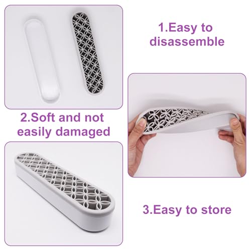 2Pcs Grey Silicone Makeup Brush Holder Stand Makeup Brush Storage Make Up Brushes Holder Organizer for Painting Pen Brushes Nail Clippers Drill Pens Ruler Sewing Craft Tools - color: Grey