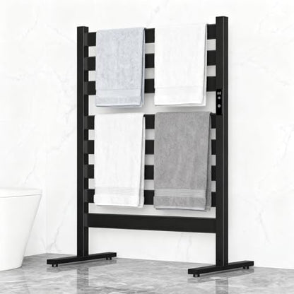 Verida Towel Warmer for Bathroom, Heated Towel Rack, Upgraded Extra-Wide Heating Area, Built-in Timer and Temperature Adjustment, Large Free-Standing Heated Towel Racks, Black 8 Bar Large - color: Matte Black, size: Large