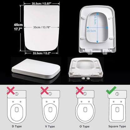 Toilet Seat with Cover, Slow Close, Quick Release, Easy Cleaning, Thickened PP Material, Top Fixing Adjustable Hinge, White - size: 06C