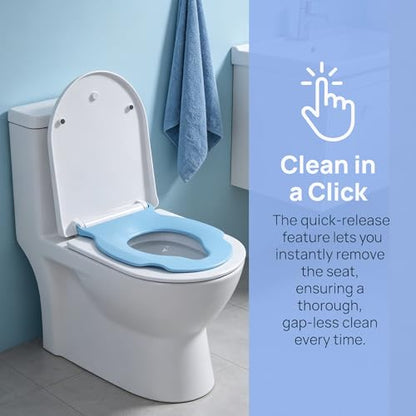 Toddler Toilet Seat with Built-In BlueChild Seat Soft Close D Shape | Remove the seat in seconds for effortless cleaning around hidden hinge areas Crack-resistant and fade-resistant - size: 18Blue