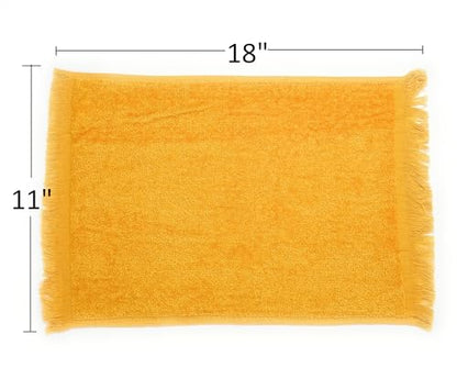 Fringed Reversible Fingertip Hand Towel (Size 11" W x 18" L) Terry Cotton Washcloth Set for Face and Bathroom use. (White, 3)