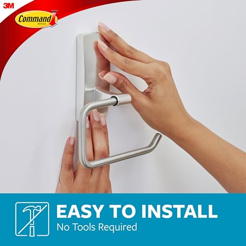 Command Toilet Paper Holder Satin Nickel with Water Resistant Command Strips, Rust Resistant Bathroom Organizer - color: Satin Nickel
