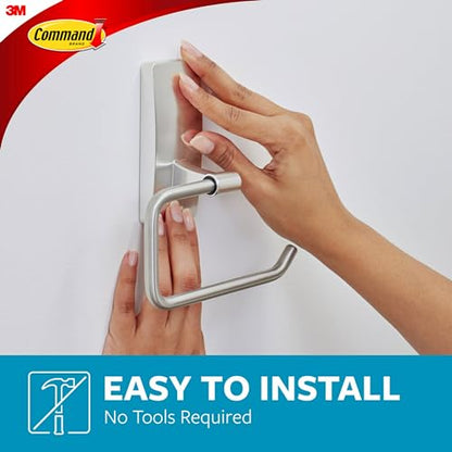 Command Toilet Paper Holder Satin Nickel with Water Resistant Command Strips, Rust Resistant Bathroom Organizer - color: Satin Nickel