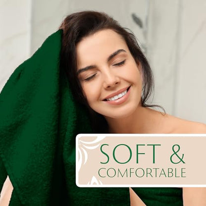 MAURA Hunter Green Bath Towel Set of 8 for Bathroom. Turkish Cotton Luxury Bath Towels. Extra Large, Thick, Plush & Soft. Hotel & Spa Quality - Dark Green - color: Midnight Green, size: 8-Piece Set (2 Bath, 2 Hand, 4 Washcloth)