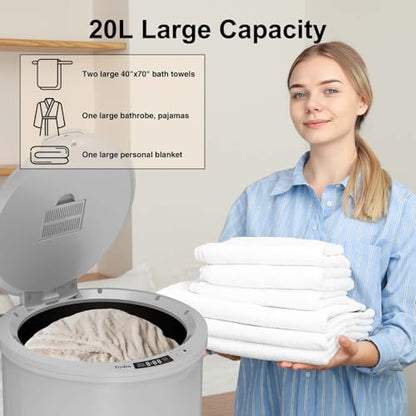 Ultra Large Capacity Towel Warmer Bucket, Rapid Heating with Timer, One-Button Digital Display Control, Safety Lock, Gifts for Him & Her, Auto Shut-Off, Fits 2 Large, Blanket, Bathrobe, Gray