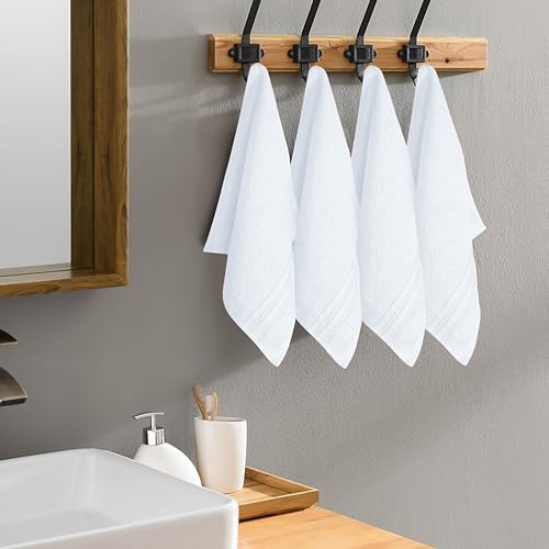 BOUTIQUO Ultra Soft Cotton Washcloths, Contains 12 Piece Face Cloths 12x12 inch, Ideal for Everyday use Face Towels, Compact & Lightweight Multi Purpose Washcloths - White - color: White, size: Washcloths - Set of 12