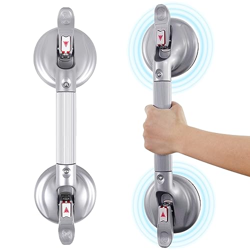 17inch Upgrade Suction Shower Grab Bar, Portable Shower Handle Bar Suction Grip Bar Bathtub Handle with Strong Hold Suction Cup Fitting and Rapid Release for Bathroom(Max Capacity :300lb