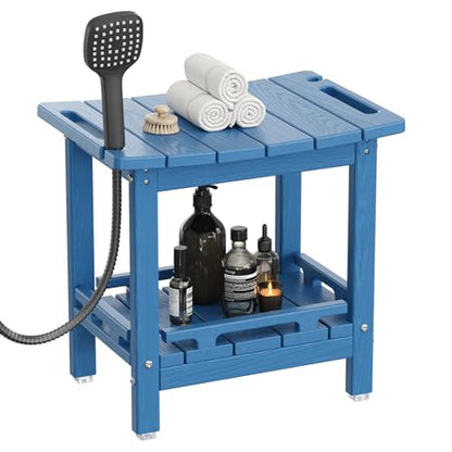 NALONE Shower Bench, HDPE Shower Stool for Shaving Legs (Navy Blue) | Indoor and Outdoor Use, All Weather and Long Last, Perfect for Inside Shower - size: Navy Blue