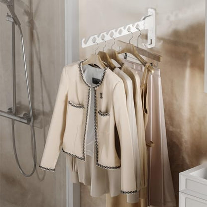 Wall Mount Coat Hanger Holder White Clothes Drying Organizer Rack Garment Hooks Aluminium Retractable Folding Indoor Wall Mounted Hanger Space Saver for Laundry Room Bedroom White 2 Pack with 8 Hooks - color: White 2racks With Hooks