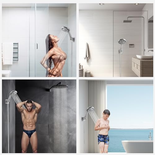 Hibbent 2 PCS Wall Mounted Replacement Sticky Pads, Adhesive Replacement for Bathroom Shower Head Holder, No Drilling Hook Strong Transparent Adhesive Strip for Handheld Shower Holder