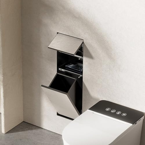 Recessed Toilet Paper Holder with Trash Storage Cabinet,Recessed Wall Niche Tile Decoration,Hidden Wall-Mounted Tissue for Bathroom Remodel,Space-Saving
