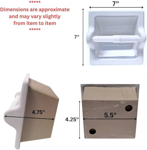 Recessed Ceramic Toilet Paper Holder Wall Mount Niche Bathroom Tissue Roll (Parchment Glossy, Extended – 7" x 7") - color: Parchment Glossy, size: Extended – 7" x 7"