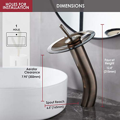 Waterfall Bathroom Faucet Glass Single Handle Solid Brass Basin Lavatory Vessel Sink Vanity Faucet, Tall, Oil Rubbed Bronze … - color: Oil Rubbed Bronze