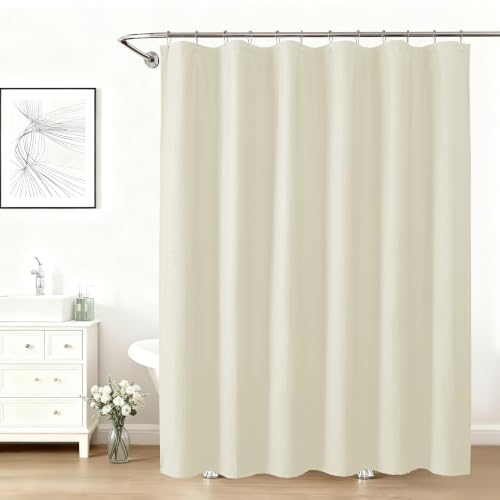 Aiyufeng Cream Shower Curtains for Bathroom，Dot Like Embossed Textured Waterproof Soft Polyester Cloth Shower Curtain，Hotel Spa Machine Washable，72Wx72L - color: Cream, size: 72"W x 72"L (Pack of 1)