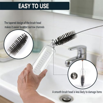 4pcs Household Pipe Cleaning Brush Set with Stainless Steel Bristles, 17 in Extra Long Stainless Steel Handle, Kitchen Scrub Cleaning Brushes, Lab Brushes for Auto Parts, Machinery, Water Pumps, Etc.