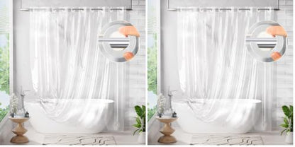 AmazerBath No Hook Shower Curtain and Liner 3-in-1, 100% EVA Luxury Soft Heavy Duty Clear Shower Liner, 72x75 Hookless Shower Curtain with 3 Heavyweight Stones (Pack of 2) - color: Rainbow Ethereal, size: 72"W x 75"L (Pack of 2)