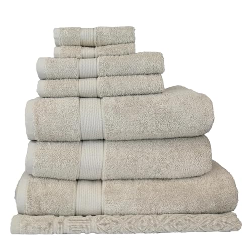 ELITE Emporium Home Collection 8-Piece Cotton Bath Towel Set - Ultra Soft, 550 GSM, Quick-Dry Towels - Bath Sheet, Bath Towels, Hand Towels, Washcloths, Bath Mat - Luxury Bathroom Towel Set (Silver) - color: Silver